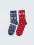 LC Waikiki Christmas Themed Women's Crew Socks 2-Pack